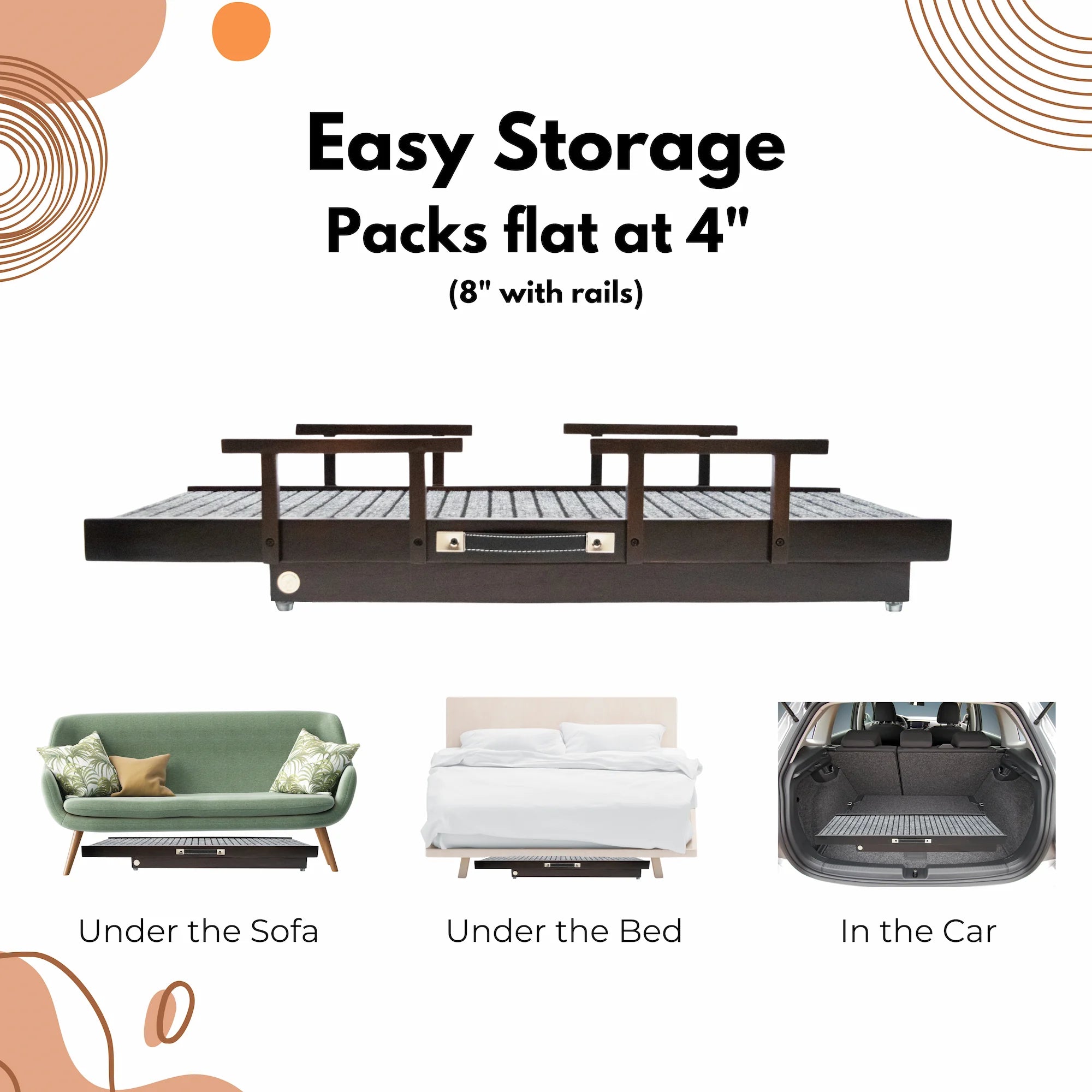 Pet Ramp with Safety Rails (For pets up to 70 kgs)